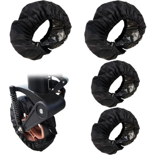 YIPFEN 4 Fundas Impermeables para Ruedas de Cochecitos y Sillas de Bebé, Cubiertas Antipolvo de Tela Oxford, Protector de Ruedas para Sillas de Ruedas, Accesorios para Cochecitos