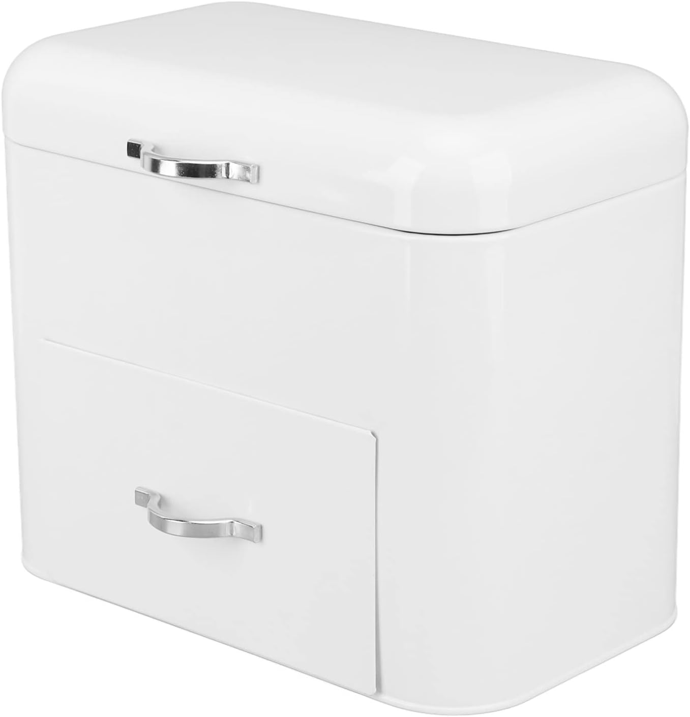 Asixxsix 2 Layer Metal Bread Box for Kitchen Countertop, Large Bread Container Bread Storage Container Metal Food Storage Bread Keeper Counter Organizer, Farmhouse Kitchen Decor (Milky White)