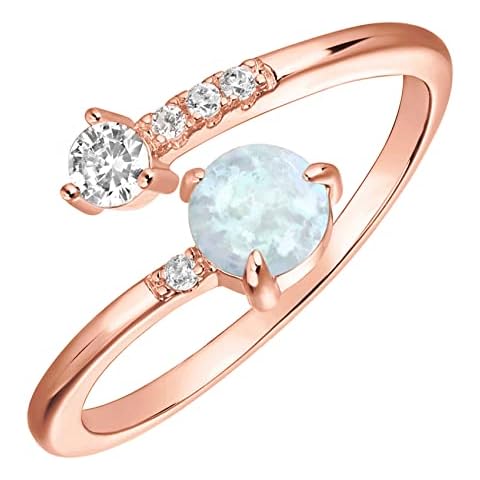 PAVOI Rose Gold Opal Stacking Rings for Women Cover