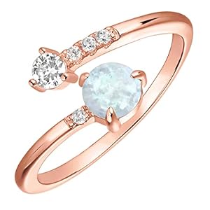 PAVOI 14K Gold Plated Adjustable Created Opal Rings | Stacking Rings | Gold Rings for Women