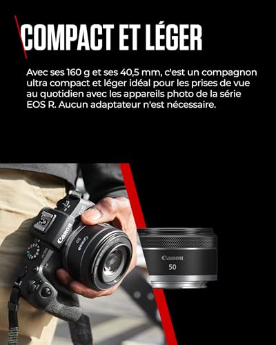Objectif Appareil Photo Canon RF 50mm F1.8 STM - Compact et Léger pour Appareils Photo EOS R, Ouverture Rapide, Mise au Point Fluide - Idéal pour les Portraits et la Photographie Créative