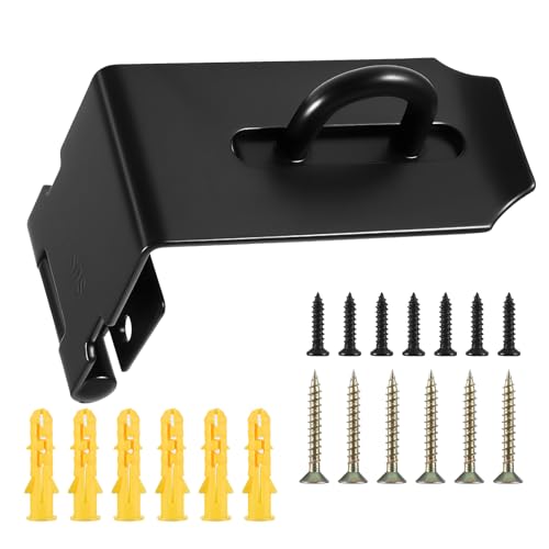 90 Degree Hasp Latch Heavy Duty Stainless Steel Padlock Hasps Lock Security File Cabinet Lock with Fixing Screw Door Hasp Latch for Desk Drawer Tool Box Mailbox Bookcase (Black)