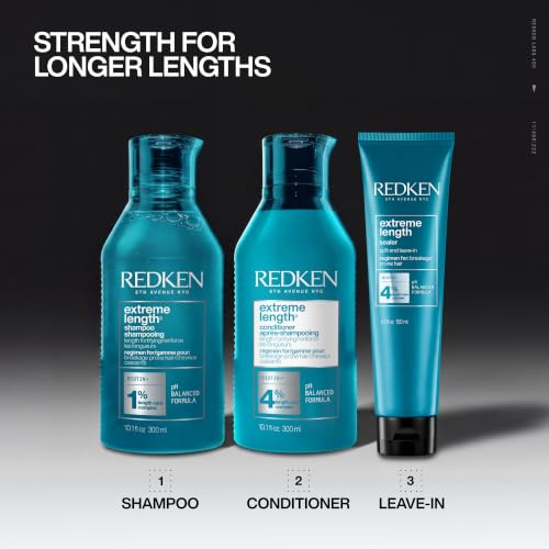 Image of Redken Extreme Length Biotin Leave-In Conditioner For Longer Hair - Promotes Healthy Hair Growth, Strengthens Damaged Hair, Seals Split Ends, Infused With Biotin 
