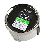 Vistreck Tachimetro GPS da 85 Mm per Auto, Barche e Motocicli - Indicatore di velocità Impermeabile IP67, Misura Universale, Contachilometri Regolabile, Display TFT (Copertura argentata con