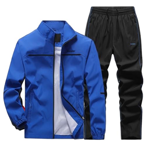 Generisch Chándal para hombre de poliéster con cremallera, ropa deportiva, transpirable, traje de ocio, traje, fútbol, deporte, ocio, gimnasio, ropa deportiva