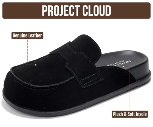 Image of Project Cloud 100% Genuine Leather Womens Clogs - Plush & Soft Insole with Arch Support Non Slip Mules & Clogs for Women Footwear - Water Resistant Women Shoes (Foamy)