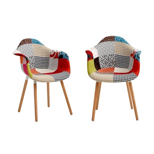 GrandCA HOME 2er-Set Sessel mit Patchwork-Stoffkissen...