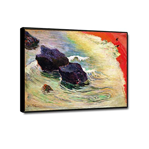 Toile imprimée Paul Gauguin La vague 70x90cm - Cadre noir décoration grand salon élégant