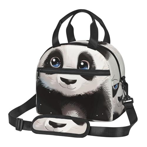 かわいいパンダ1プリント付き断熱ランチバッグ 男女兼用 再利用可能な保温クーラーランチトートバッグ 仕事 ピクニック 旅行 ビーチ 釣り