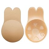 lttcbro Women's Breast Lifter Silicone Adhesive Bras Invisible Backless Nipplecovers C/D Cup Beige