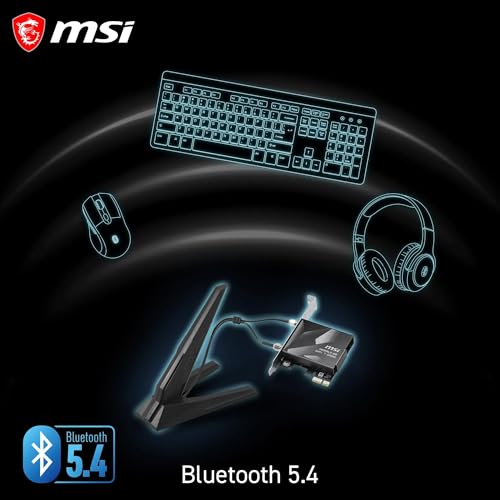MSI Herald WiFi 7 PCIe-Karte für Desktop-PCs BE9400 Tri-Band, Bluetooth 5.4, 6 GHz, MLO, 320 MHz, 5,8 Gbit/s – Ansicht 5
