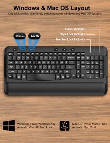 Image of Wireless Keyboard and Mouse Combo, EDJO 2.4G Full-Sized Ergonomic Computer Keyboard with Wrist Rest and 3 Level DPI Adjustable Wireless Mouse for Windows, Mac OS Desktop /Laptop /PC, Carbon Black