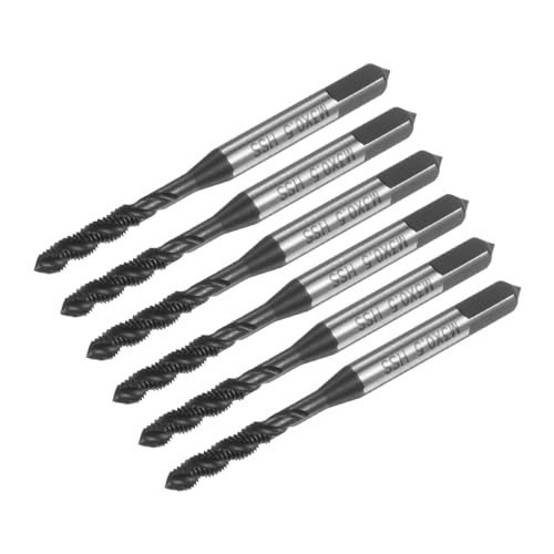 Image of sourcing map 6pcs Metric Spiral Flute Thread Taps, M3 x 0.5 H2 Screw Threading Tap, Nitride Coated 6542 High Speed Steel Machine Tapping Tools for Machinist Repair