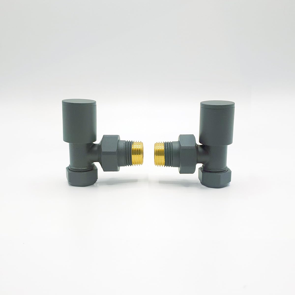 Lux Heat Angled Anthracite Grey Manual Round Radiator Valve Set