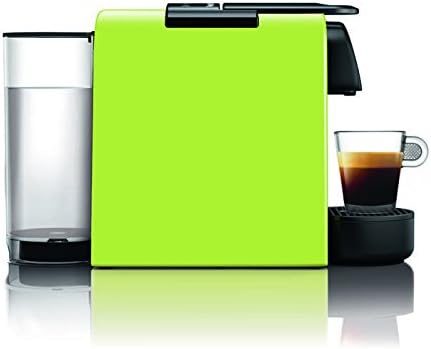 Nespresso Essenza Mini machine in lime color with water tank on the left.