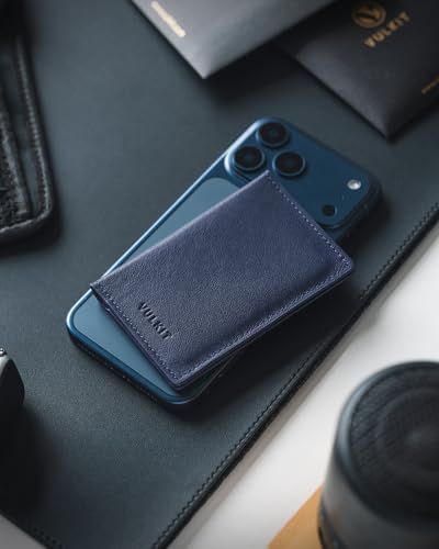 Image of VULKIT Leather Business Card Holder 2 Sided Slim Business Name Card Organizer for Men or Women (Nappa Navy)