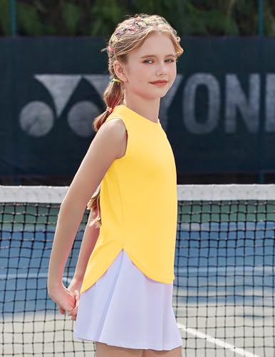 Image of Zaclotre Girls Athletic Tank Tops High-Low Hem Loose Fit Summer Top Kids Sleeveless Sport Shirts 5-14 Years