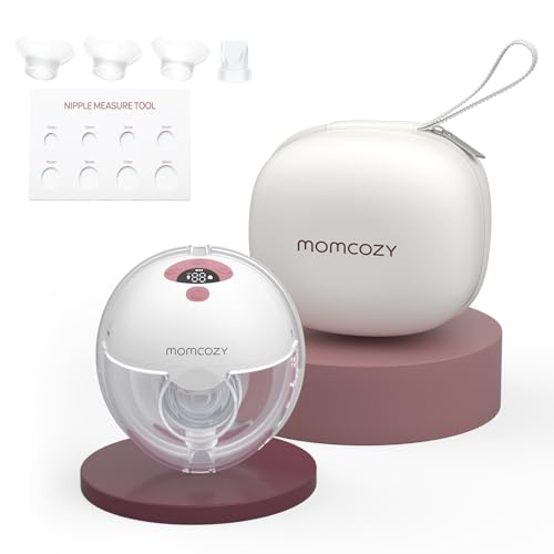 Momcozy M5 Hands Free Breast Pump, Wearable Breast Pump of Baby Mouth Double-Sealed Flange with 3 Modes & 9 Levels, Electric Breast Pump Portable - 24mm (1, Red)