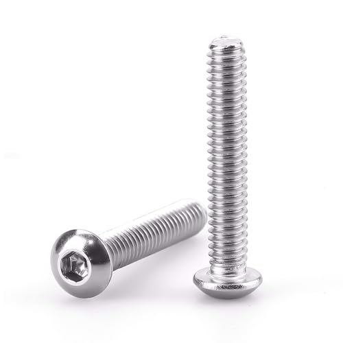 Image of 1 /4-20 x 1-3 /4 inch Button Head Socket Cap Bolts Screws, 304 Stainless Steel 18-8, Allen Hex Drive, Bright Finish, Fully Machine Thread, Pack of 100
