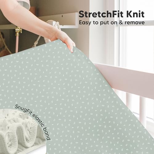 Image of KeaBabies 2pk Baby Crib Sheets for Boys Girls, 52x28 Fitted (Lune Mystic) | Viscose Derived from Bamboo, Toddler Bed Sheets Neutral, Fitted Crib Mattress Sheet for Standard Baby Bedding, Soft, Cozy