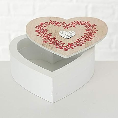 CasaJame Caja de Madera en Forma de Corazón con Tapa Decorada Flores Rojas Cover