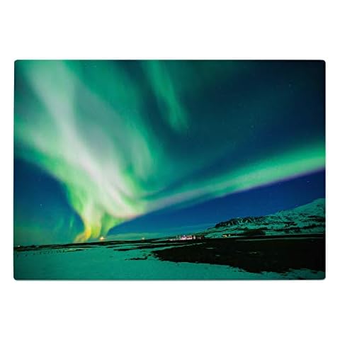 Northern Lights Blue Green Kitchen Worktop Protector Saver Glass Chopping Board Cover
