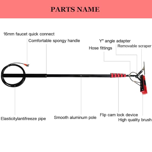 Kit di aste estensibili per la pulizia di finestre e pannelli solari, 5,4 m di lunghezza, con testina da 35 cm per soluzioni di pulizia efficienti