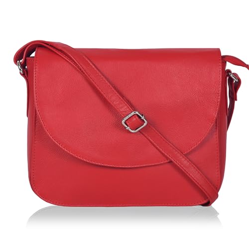 Image of Genuine Leather Shoulder Crossbody Purse For Women with Adjustable Strap, Mobile Pocket & Outside & Inside Zipper