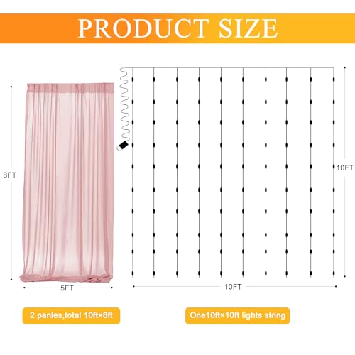 Cortinas de tul Fomcet con luces 3x2.4 m para fondo miniatura 2