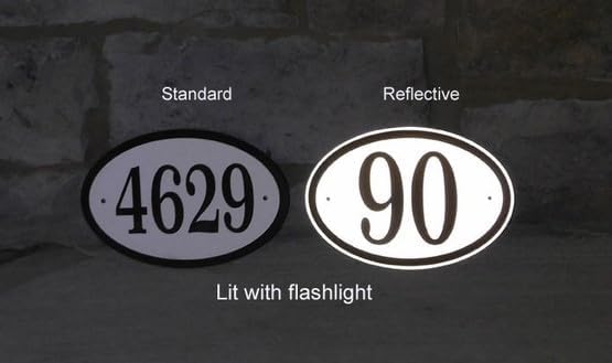 Comfort House Reflective Address Sign - MADE IN USA Custom Address Plaque Personalized With Your House Number - Wall or Optional Lawn Stake Mount - # COSLR