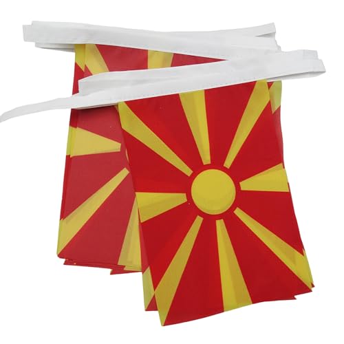Image of AZ FLAG Macedonia 6 meters BUNTING Flag 20 flags 9'' x 6'' - Macedonian STRING flags 15 x 21 cm