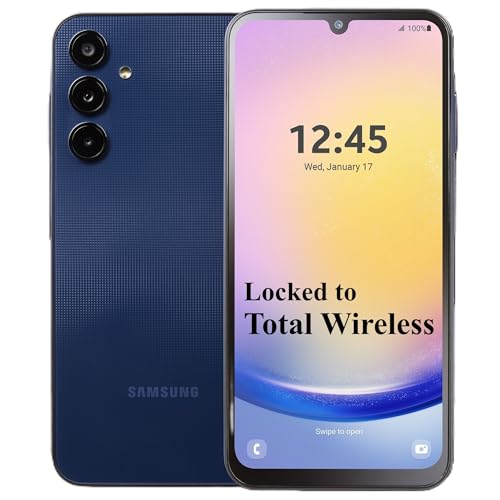 Image of total wireless Samsung A25 5G Locked Prepaid Smartphone, 128GB, Black - Includes $40 Unlimited Talk, Text, & Data 30-Day Plan