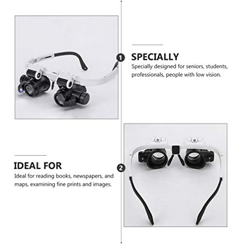 UKCOCO Lente de Aumento Com Luz de LED Lupa de Reparo Montada Na CabeÃ§a para Trabalho PrÃ³ximo Joal