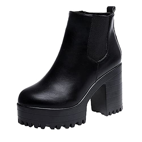 FUNPLUS Botines Chelsea para Mujer, Casuales, cómodos, Antideslizantes, con Plataforma, Zapatos urbanos Resistentes al Desgaste, Botines para Mujer Cover