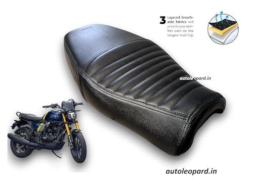 Image of Ronin 225 Bike SEAT Cover,PU Leather,Ready to FIT,Rope PROVIDED,Colour Black,10 mm Cushion Foam.Quality and Fitting Tested