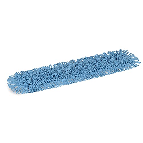 Image of Coastwide Professional Looped-End Dust Mop Head, Cotton, 36x5 In, Blue | Replacement mop head for sweeping dust on large facility floors.