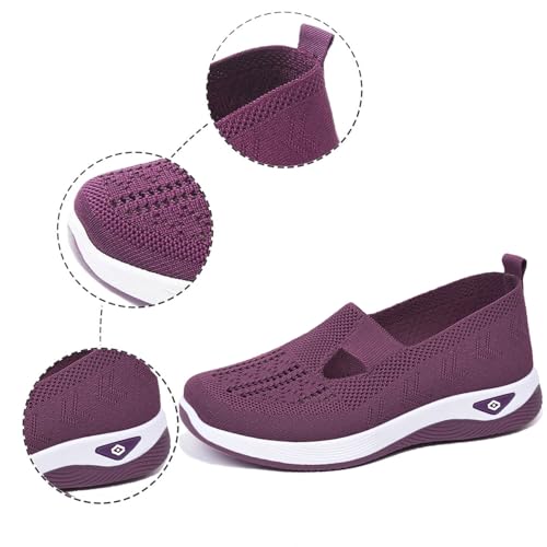 Beemoda Orthopedic Shoes, 2025 Women's Casual Breathable Slip on Orthopedic Walking Sneakers Woven Soft Shoes W/Arch Support4