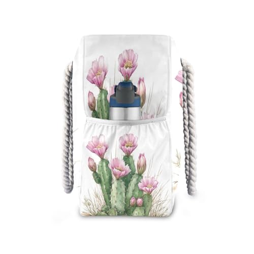 Watercolor Cactus Plant Beach Bag & Travel Tote Bag Large Sandproof with Zipper Closure, Wet Pouch for Swim Gym Travel, Lightweight Foldable Outdoor Bag3