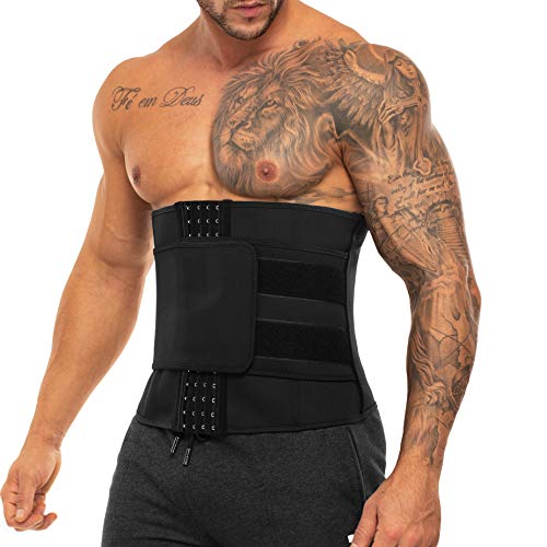 TOAOLZ Mens Sweat Sauna Suit Waist Trainer Neoprene Workout Body Shaper Slimming Corset Adjustable Belt Back Support Band