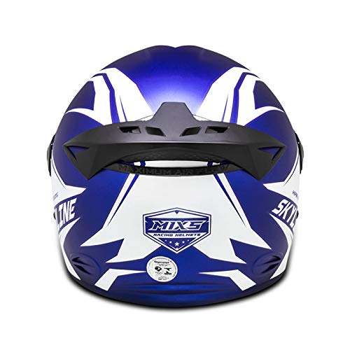 MIXS MX2 Skyline, Capacete Motociclista Adulto Unissex, Azul/Branco, 58