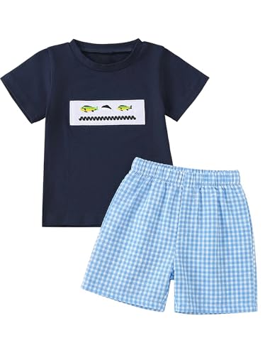 Lucky Merit Toddler Baby Boy Clothes Summer Print Outfits Short Sleeve Cotton Shirt and Shorts Set 6M-4T