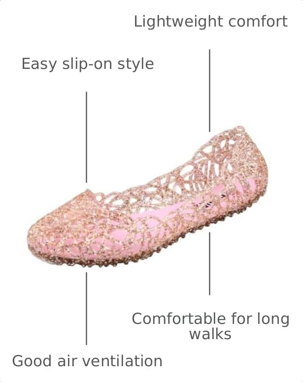 Image of Women's Jelly Sandals Ballet Shoes Slip On Flats Hollow Out Loafers