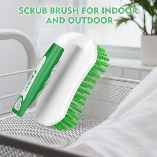 Image of SetSail Scrub Brush, Heavy-Duty Scrub Brushes for Cleaning with Stiff Bristles Cleaning Brush for Shower, Bathroom, Carpet, Kitchen and Bathtub Scrubber - 2 Pack Green