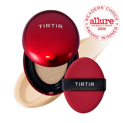 Image of TIRTIR Mask Fit Red Cushion Foundation | Full coverage, Weightless, Skin fit, Satin Glow Finish, Korean Makeup BB Foundation, beauty, Tattoo cover up, Buildable (#21W Natural Ivory, 0.63 Fl Oz)