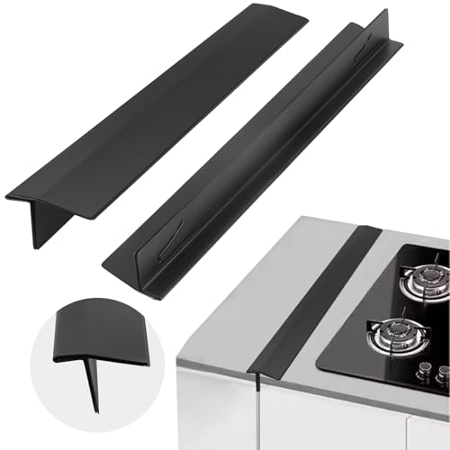 2 PCS Steel Stove Gap Cover, Stainless Kitchen Counter Filler Strip,Easy Retractable Length 13.8