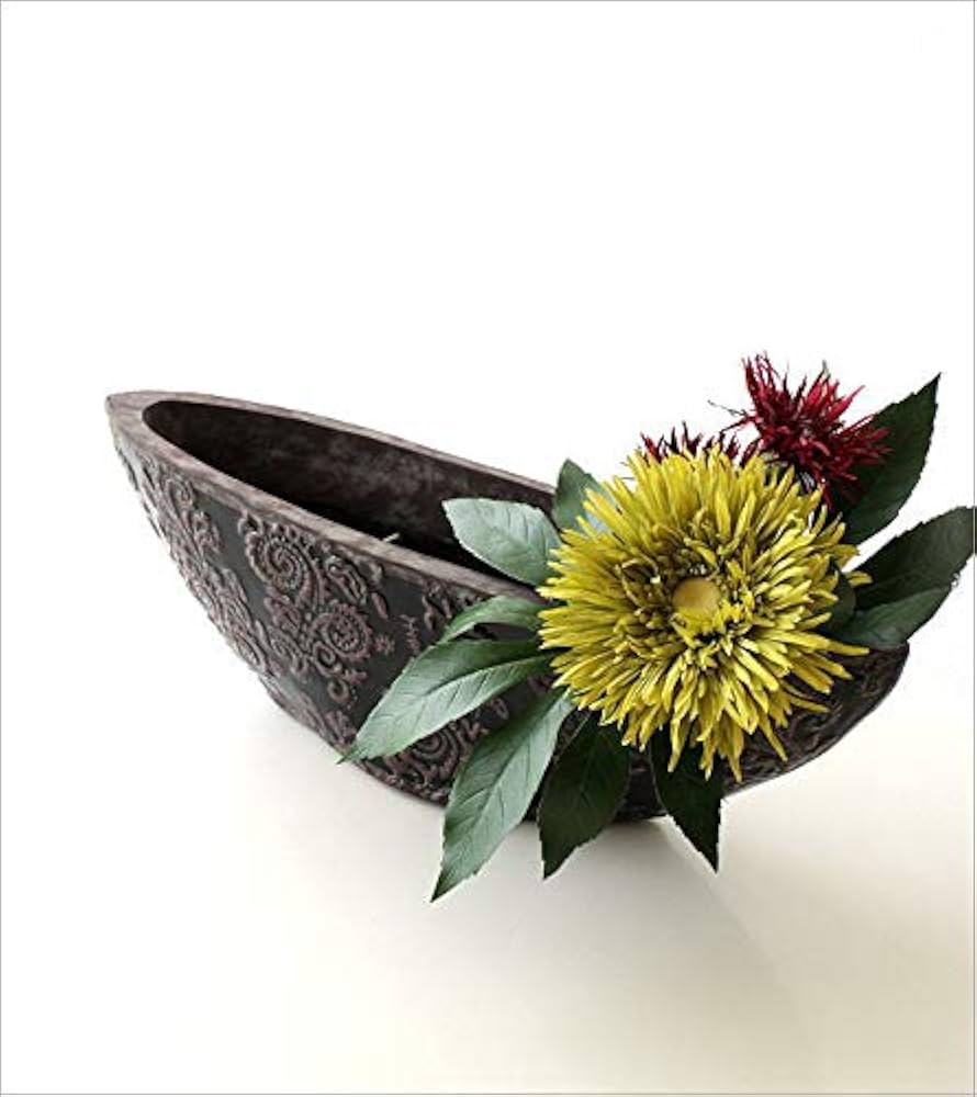 Amazon.co.jp: 花瓶 フラワーベース 陶器 口が広い 横長 大きい