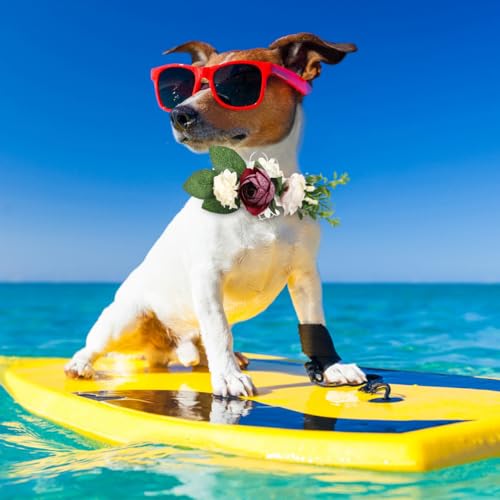 Corona floral artificial para perros y gatos miniatura 2