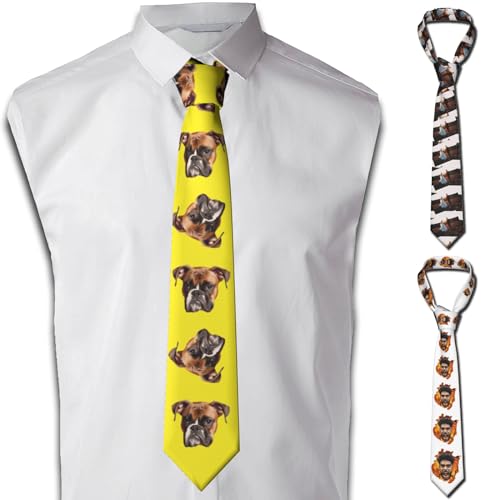 Aokizkdzsw Custom Ties for Men, Personalized Tie with Photo Men's Novelty Neckties Customized Funny Face Tie Gifts for Valentines Day or Father's Day