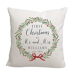 Pattern Pop – Personalized Holiday Throw Pillow Cover – Christmas Decorative Pillow Cover – 17” x 17” Square Cover…