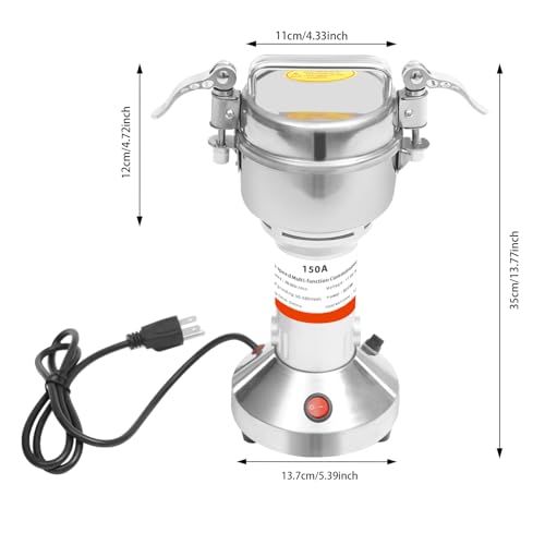 150g Electric Grain Mill Grinder with Timer, 110V 850W High Speed Commercial Pulverizer Dry Herb Grain Spice Coffee Seeds Rice Corn Pepper Cereal Grinder Machine for Kitchen, Food Store - Thumbnail 2
